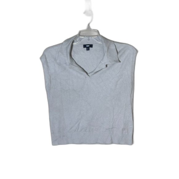 DKNY Cream Knit Collared Top Small Runs Large - Picture 1 of 8